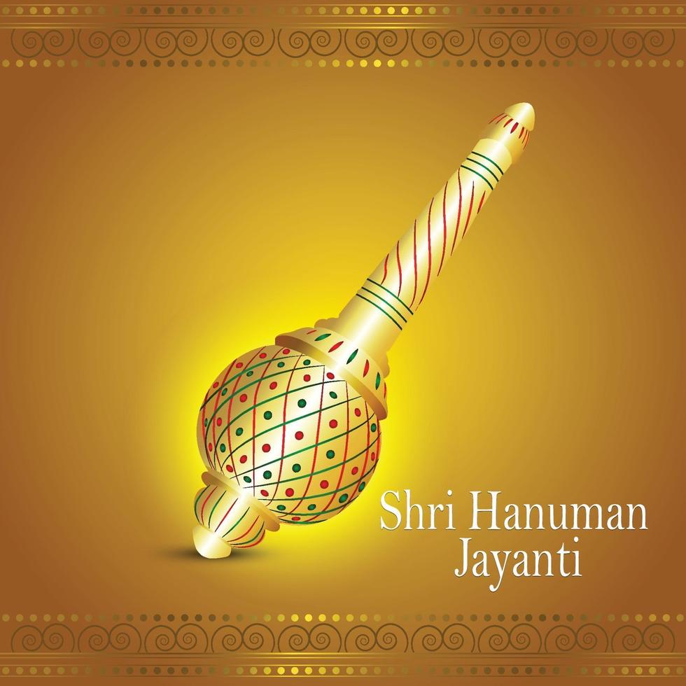 Shri hanuman jayanti background with lord hanuman weapon vector