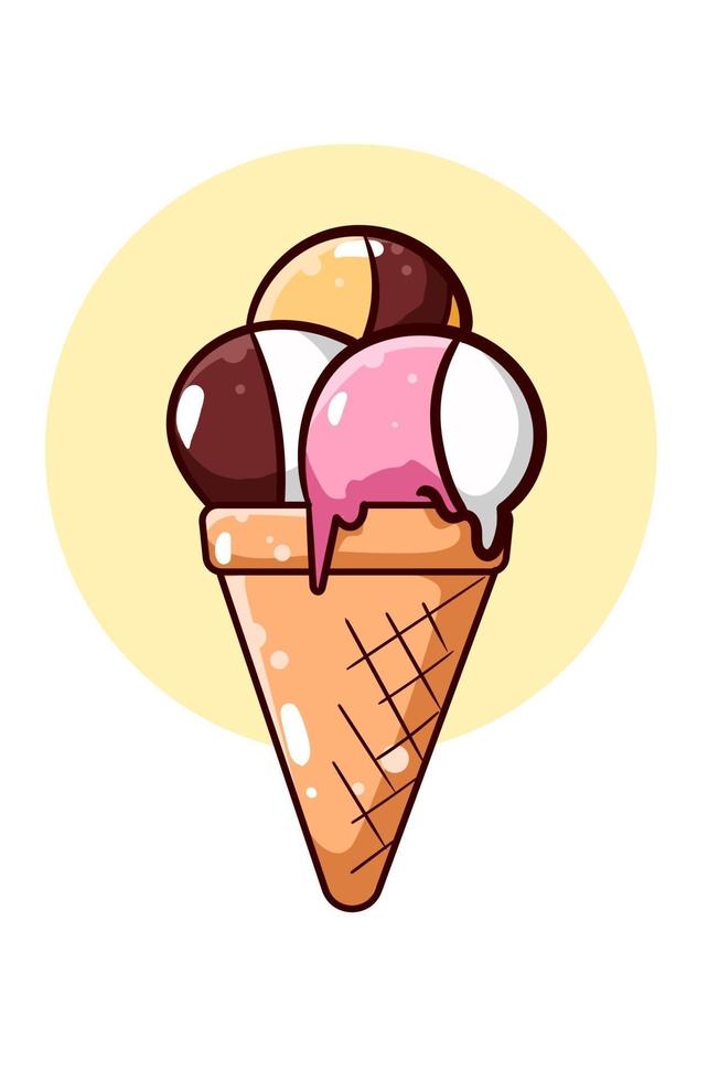 sweet ice cream icon cartoon illustration vector