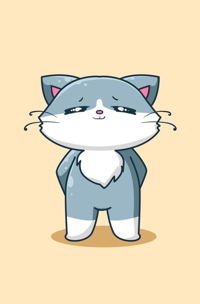 happy and cute cat cartoon illustration vector