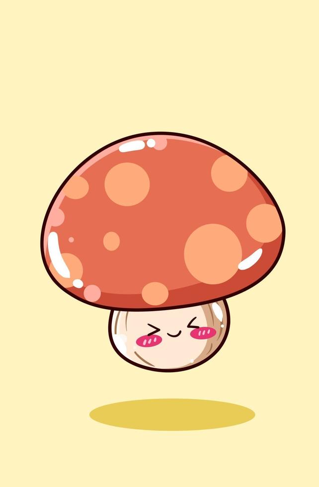 cute and happy baby mushroom cartoon illustration vector