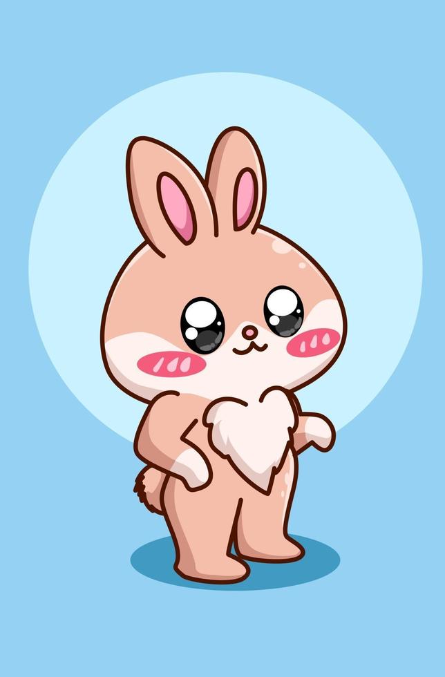 lindo y feliz conejo marrón diseño de personaje animal vector