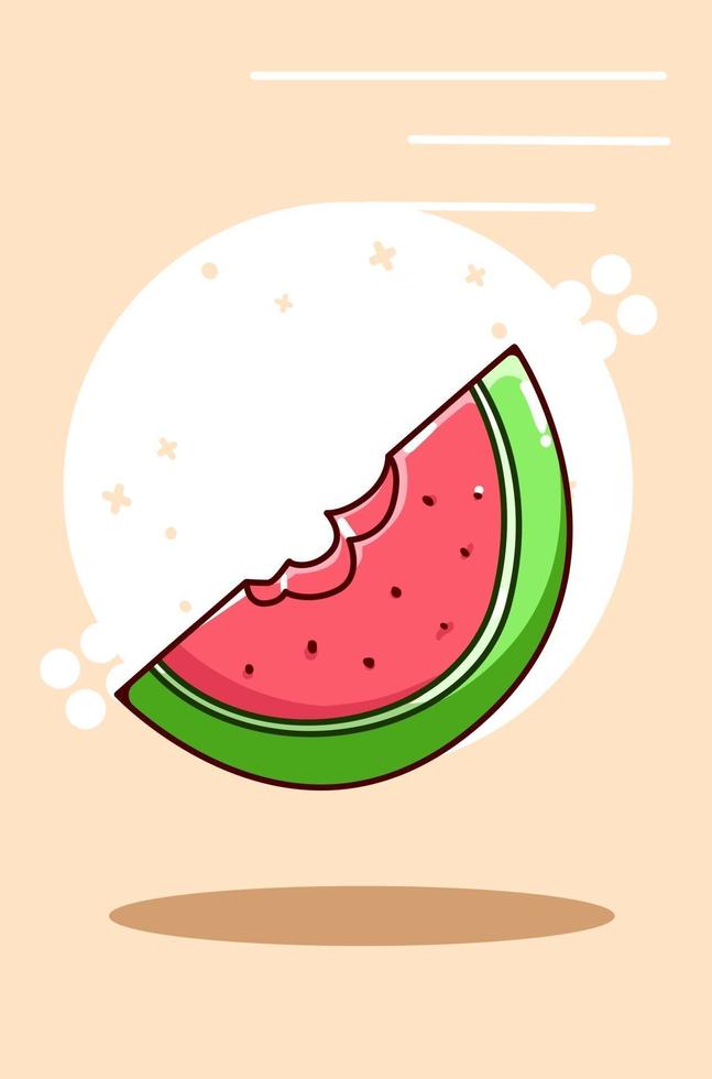 watermelon piece icon cartoon illustration vector