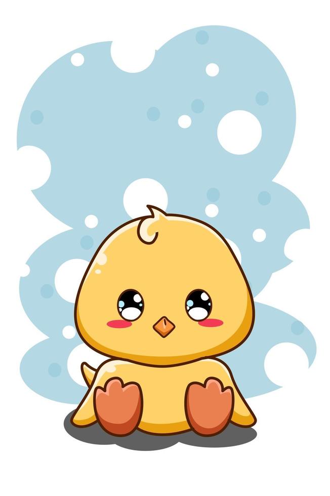 cute and funny little duckling animal cartoon illustration vector