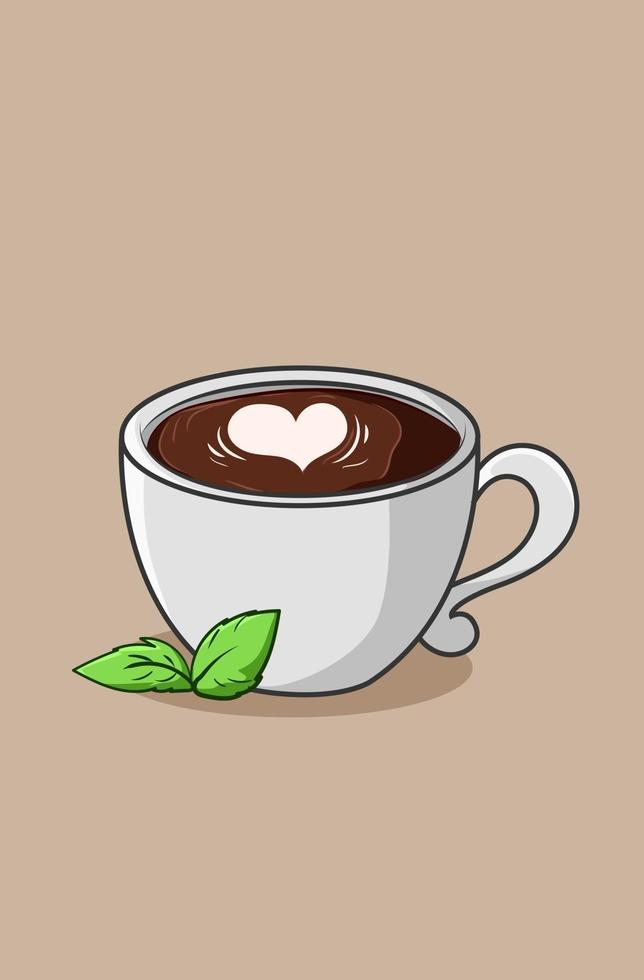 cup of cappuccino coffee icon cartoon illustration vector