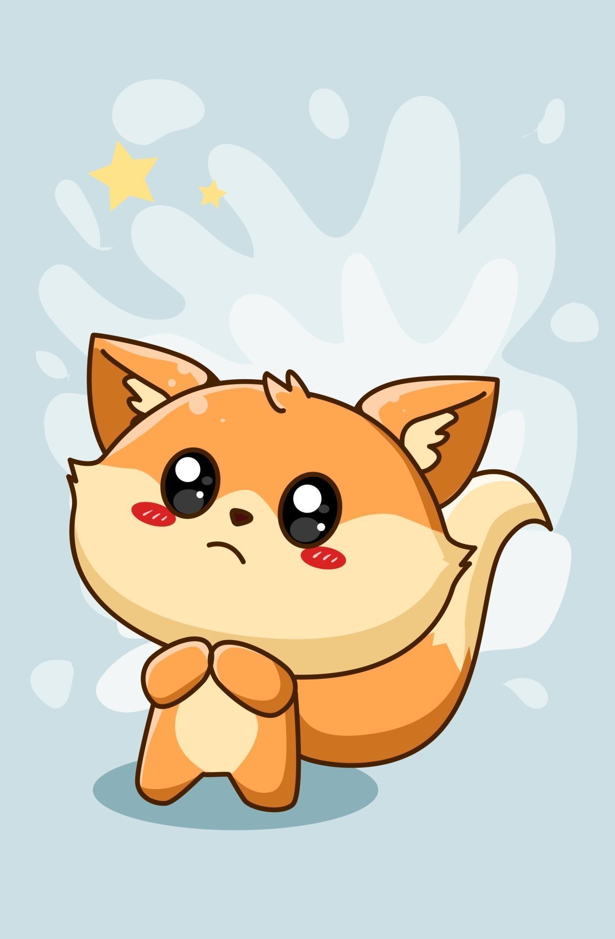 cute happy little fox cartoon illustration 2155957 Vector Art at Vecteezy