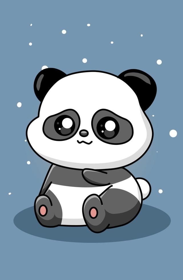 cute and happy panda cartoon illustration vector