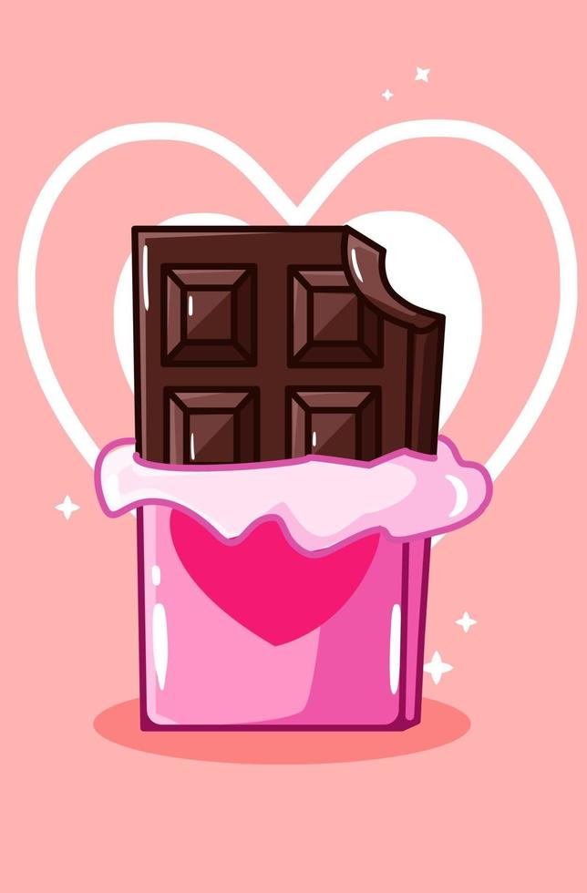 chocolate dulce en la ilustración de dibujos animados del día de san vector