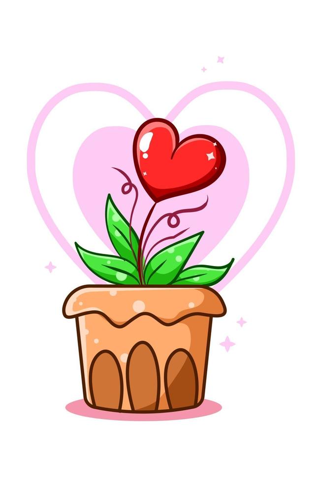 ilustración de dibujos animados de plantas ornamentales de corazón vector