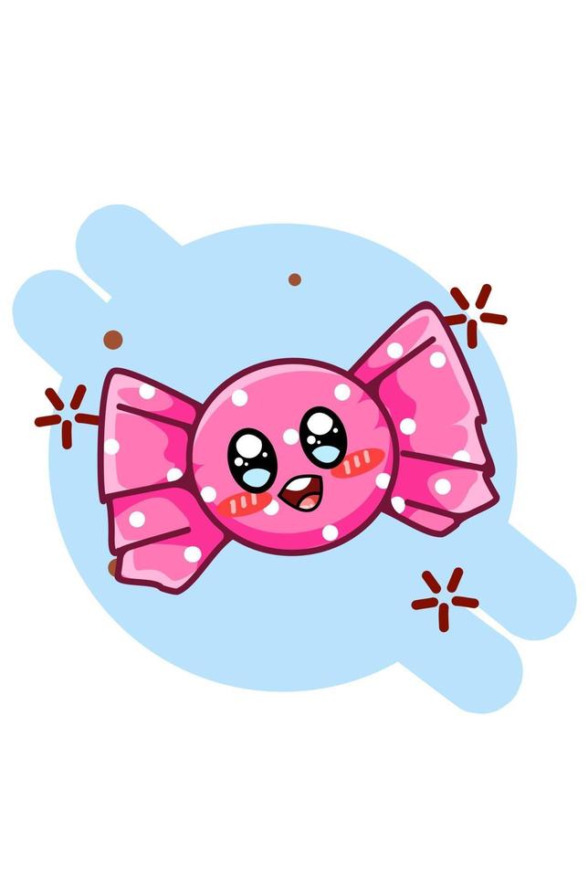 A cute and funny candy cartoon illustration vector