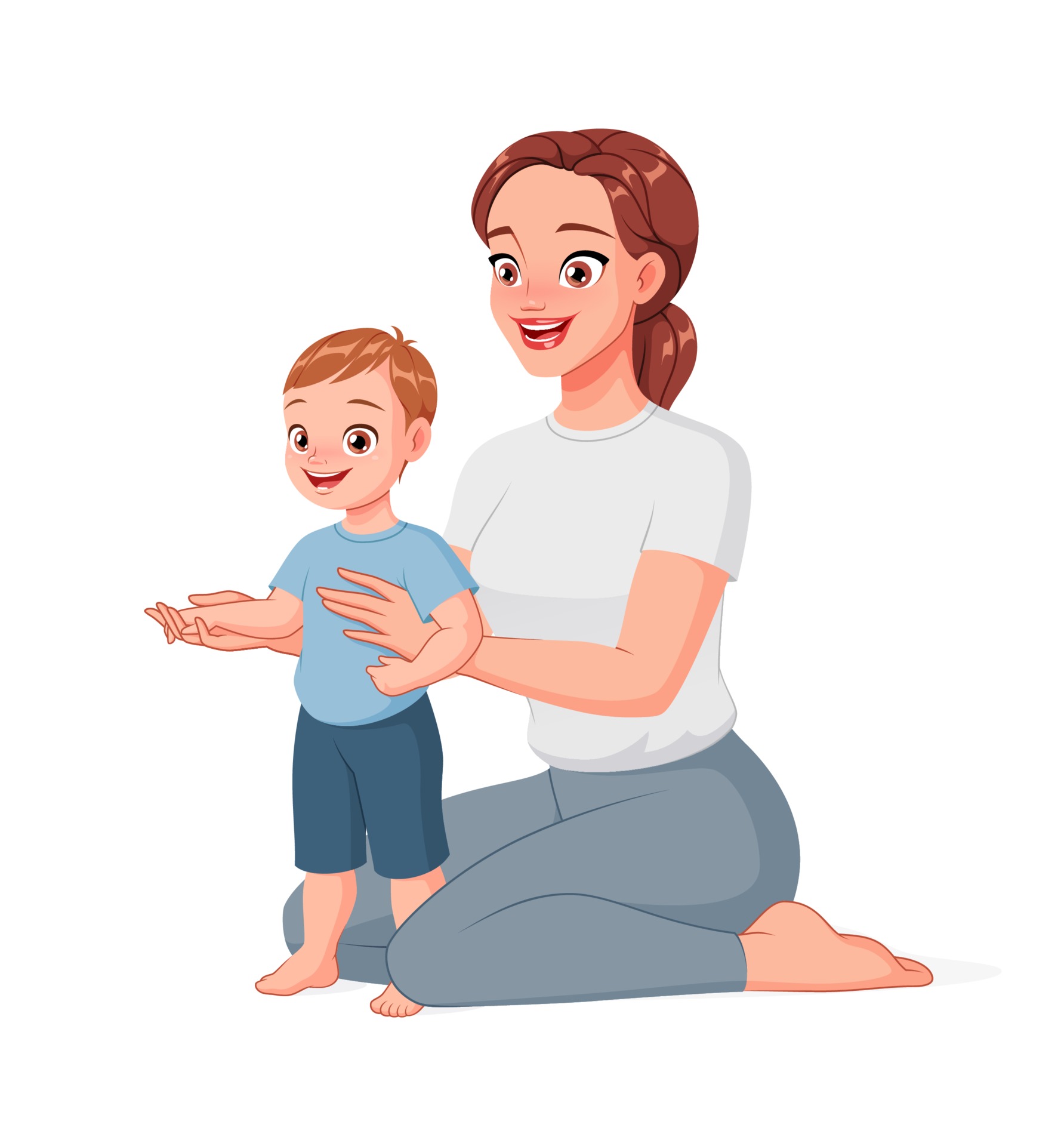 Mother helping her child to take first steps. Cartoon vector illustration. 2156252 Vector Art at Vecteezy Mother helping her child to take first steps. Cartoon vector illustration. 2156252 Vector Art at Vecteezy