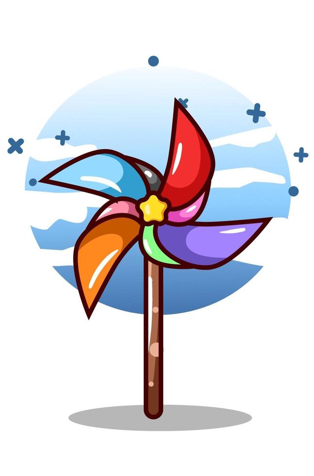 A colorful windmill toy cartoon illustration vector