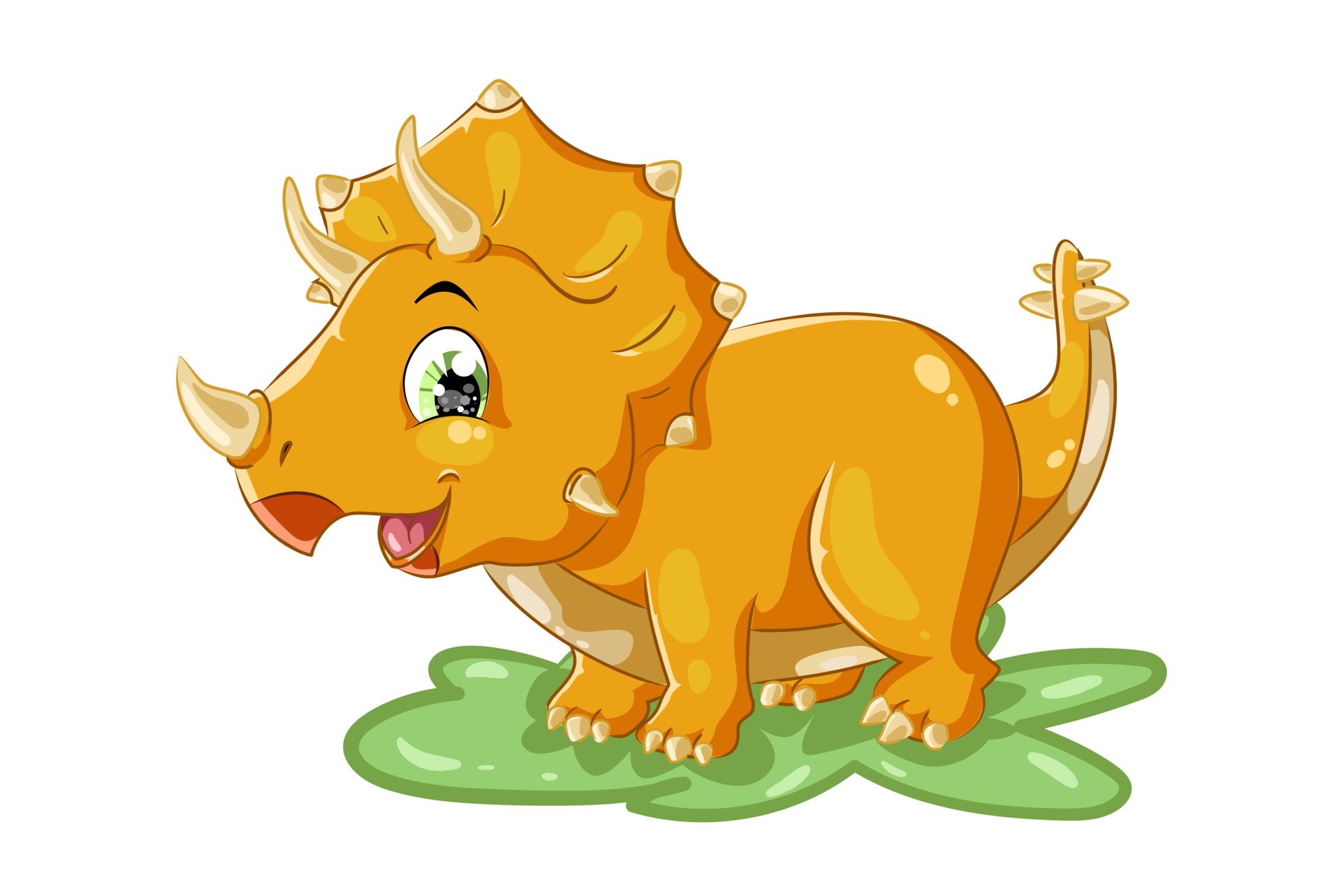 A Cute Yellow Triceratops Animal Cartoon Illustration Vector Art At Vecteezy