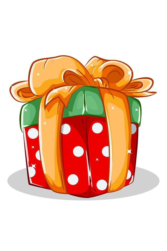 A red green gift christmas with yellow ribbon vector illustration