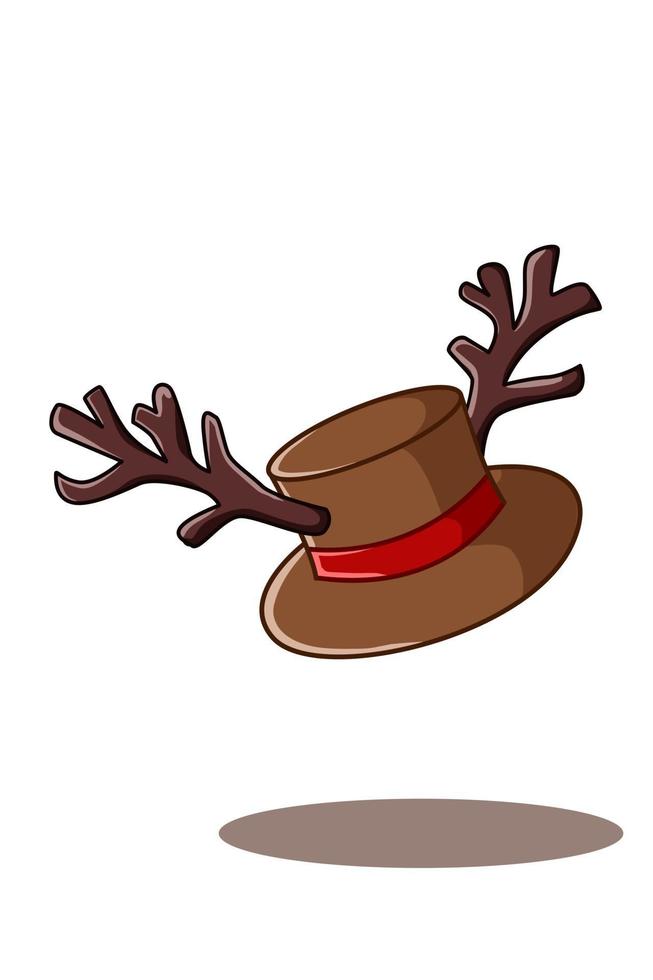 A brown Christmas hat with deer antlers illustration vector