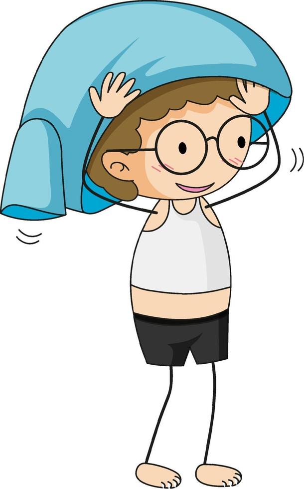 A boy wearing t-shirt by himself cartoon character vector