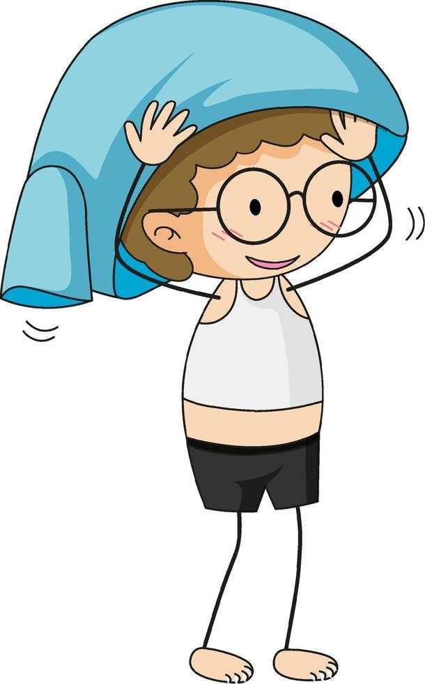 A boy wearing t-shirt by himself cartoon character vector