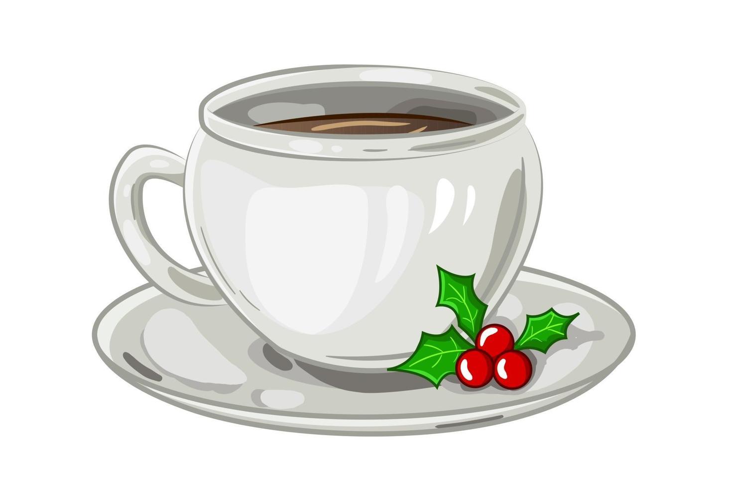 A coffee with holly leaves illustration vector