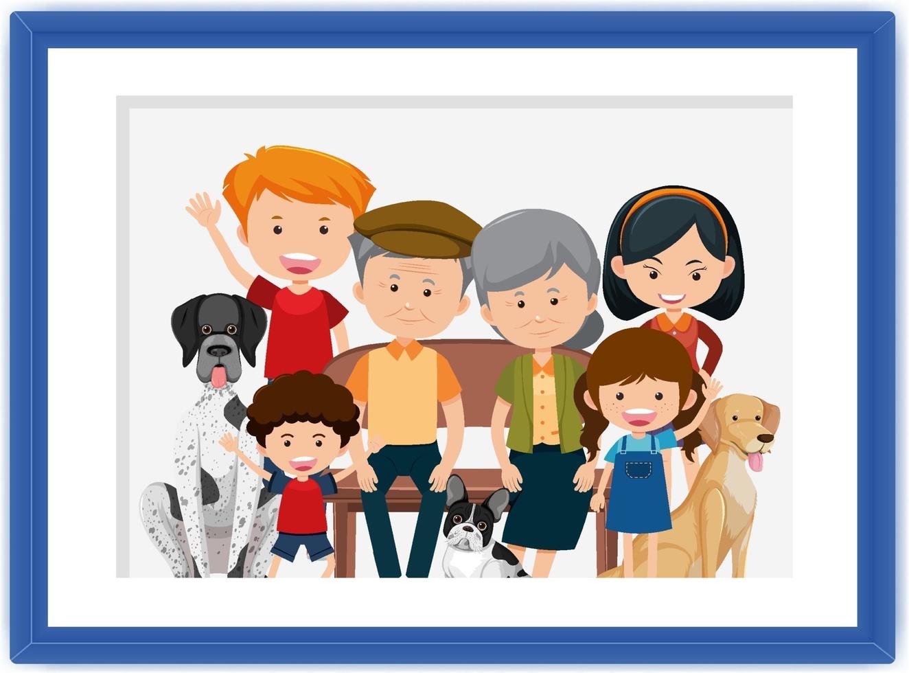 Happy family picture cartoon in a frame 2156444 Vector Art at Vecteezy