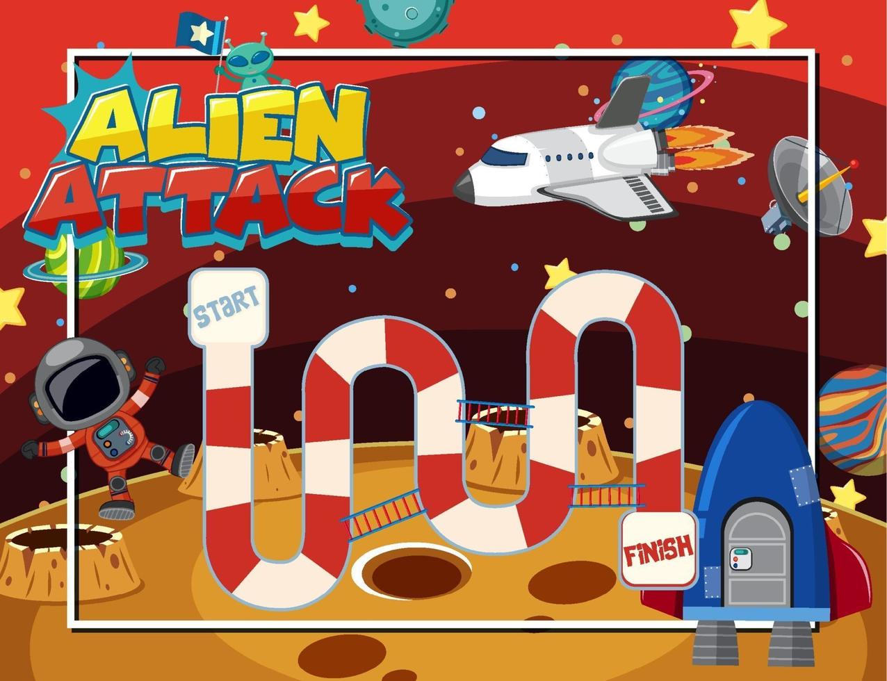 Board Game for kids in outer space style template vector