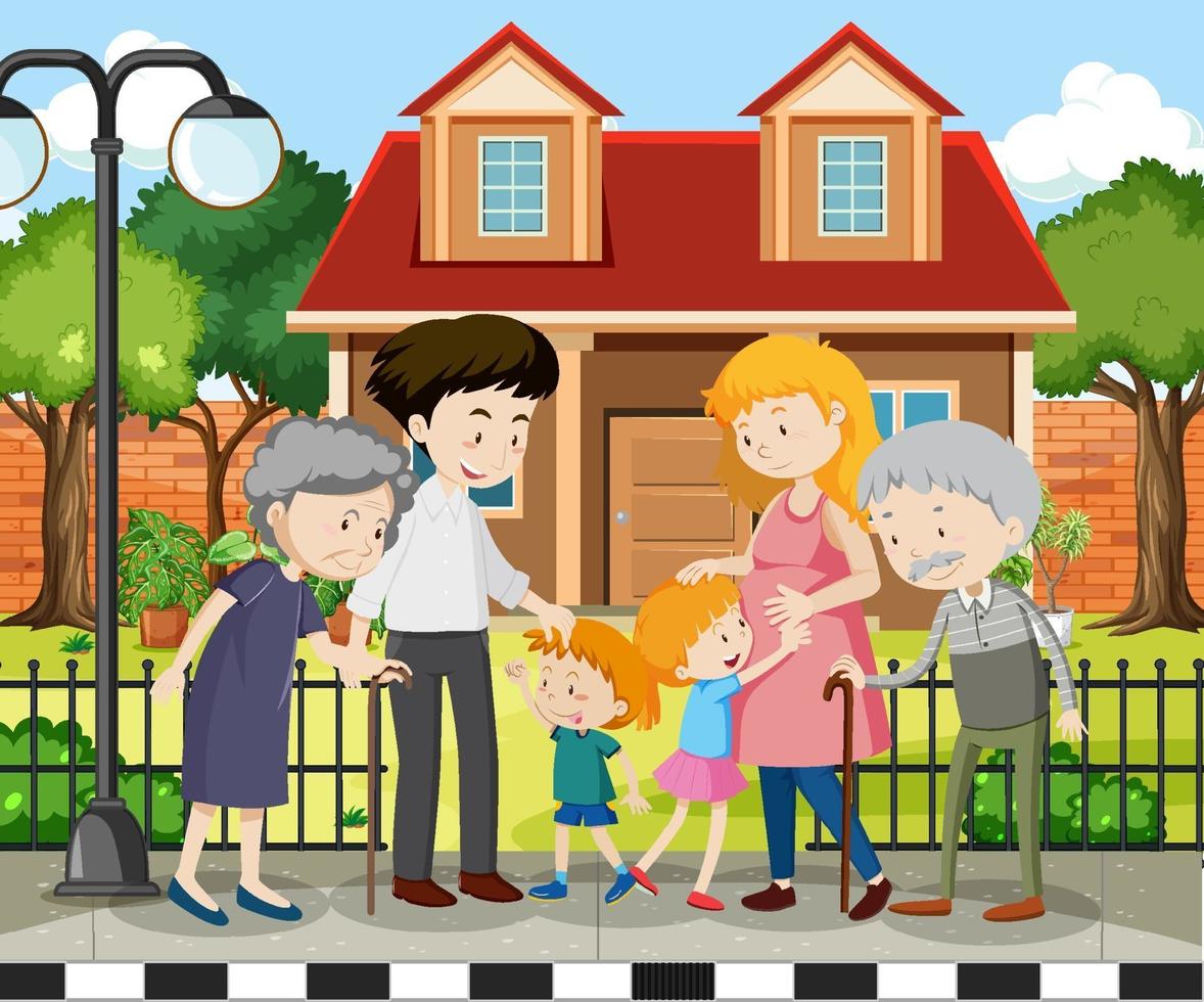 Member of family at home outdoor scene vector