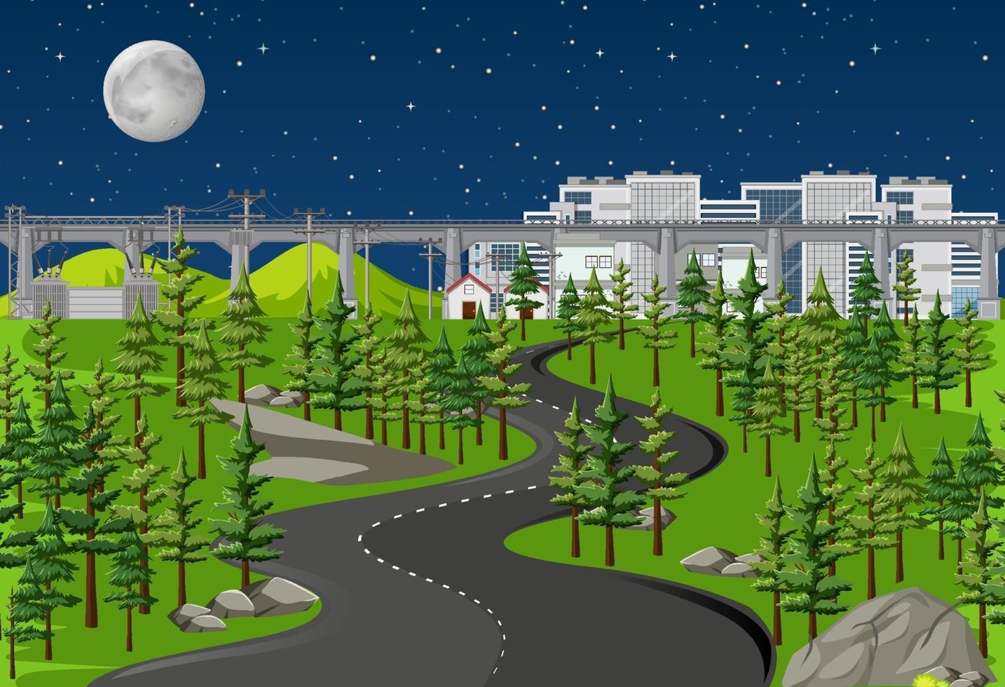 City nigh scene background vector