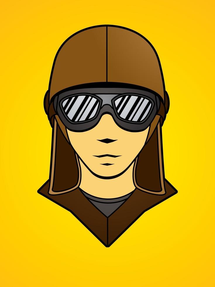 Pilot Face Front View vector