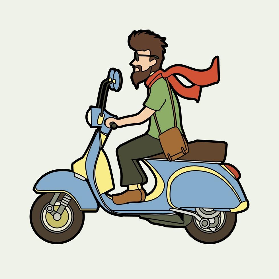 un hombre montando scooter vector