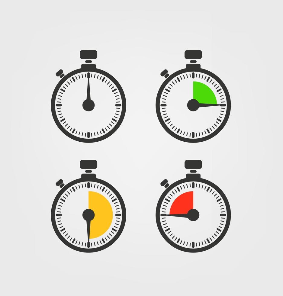 Stop watch vector silhouettes with different arrow position