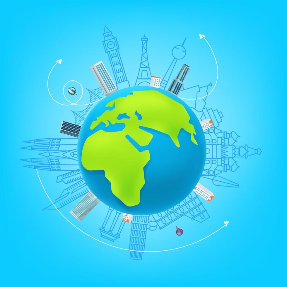 World travel vector concept. illustration with sights