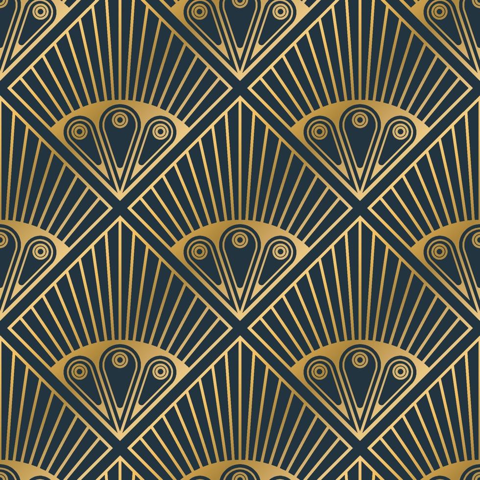 Luxury abstract seamless patterns, retro golden lines texture background, peacock feather shape, vector illustration