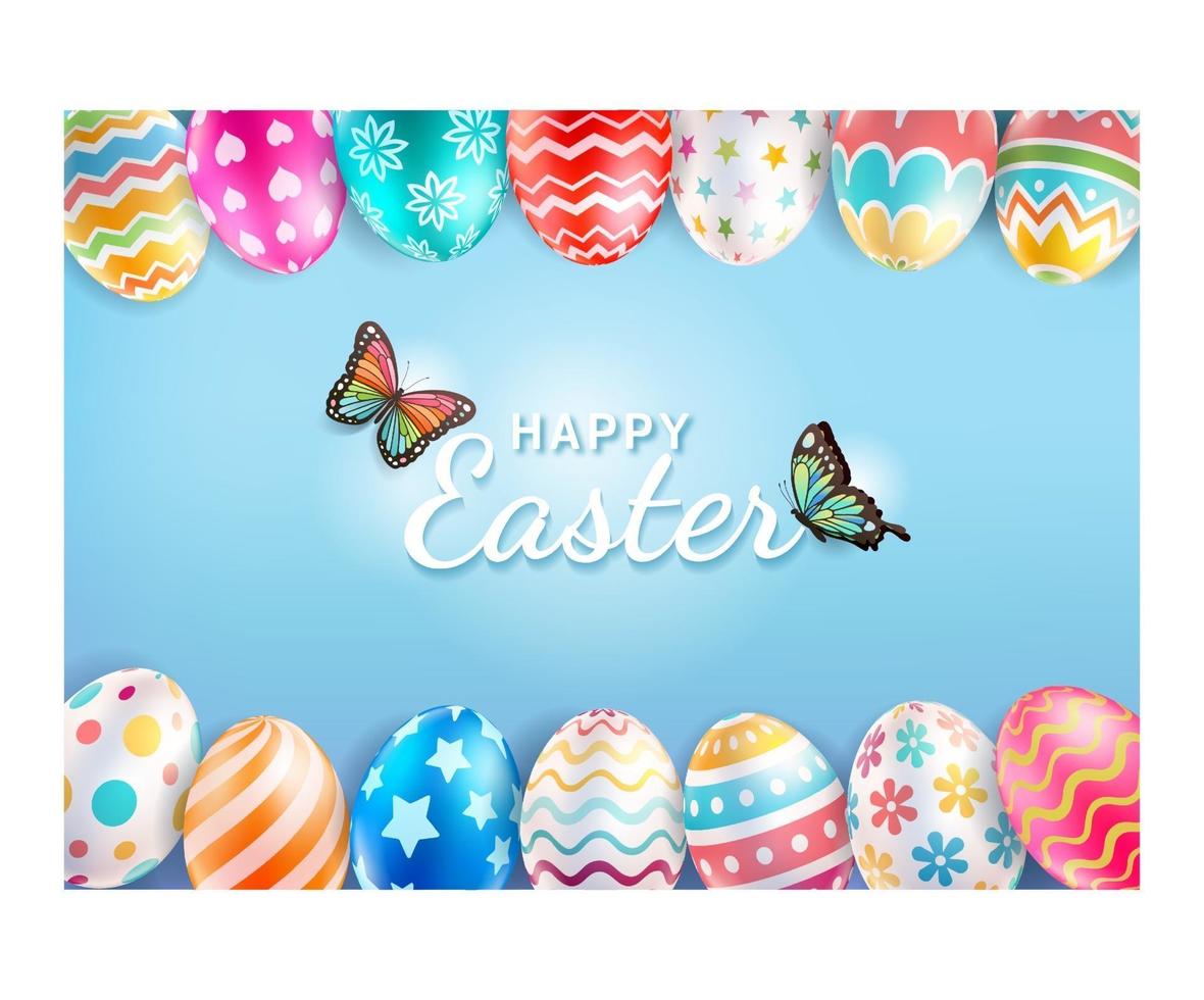 Happy Easter day with butterfly background. Vector illustrations.