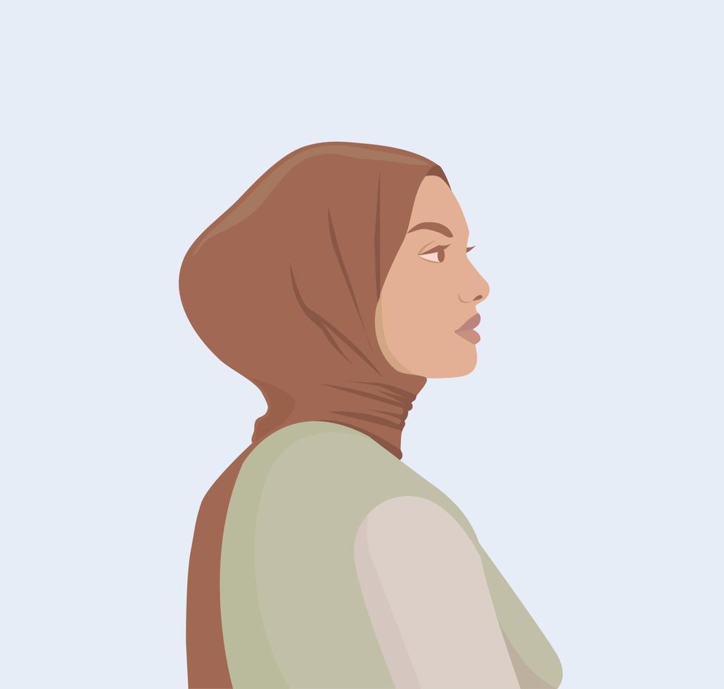 Muslim beautiful woman in hijab vector illustration