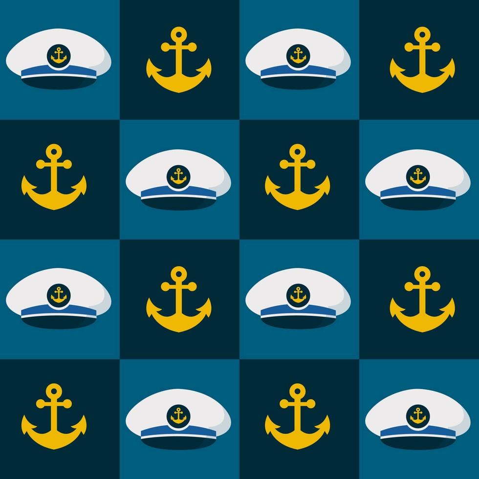 Seamless pattern hat and anchor nautical. nautical clip art vector