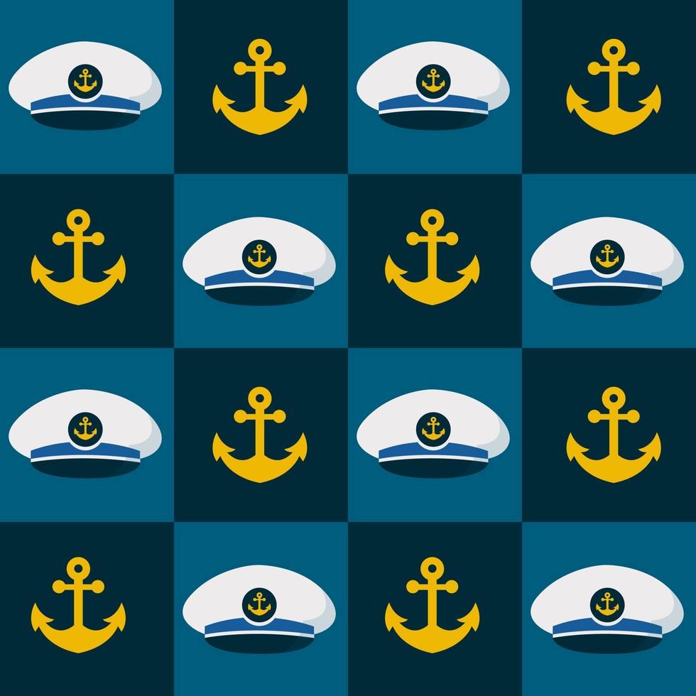 Seamless pattern hat and anchor nautical. nautical clip art vector