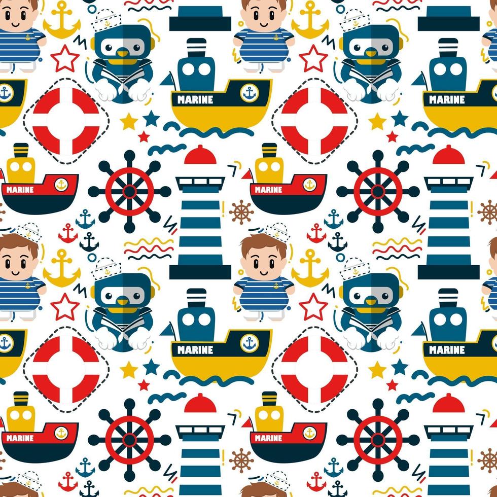 Seamless pattern hat and anchor nautical. nautical clip art vector