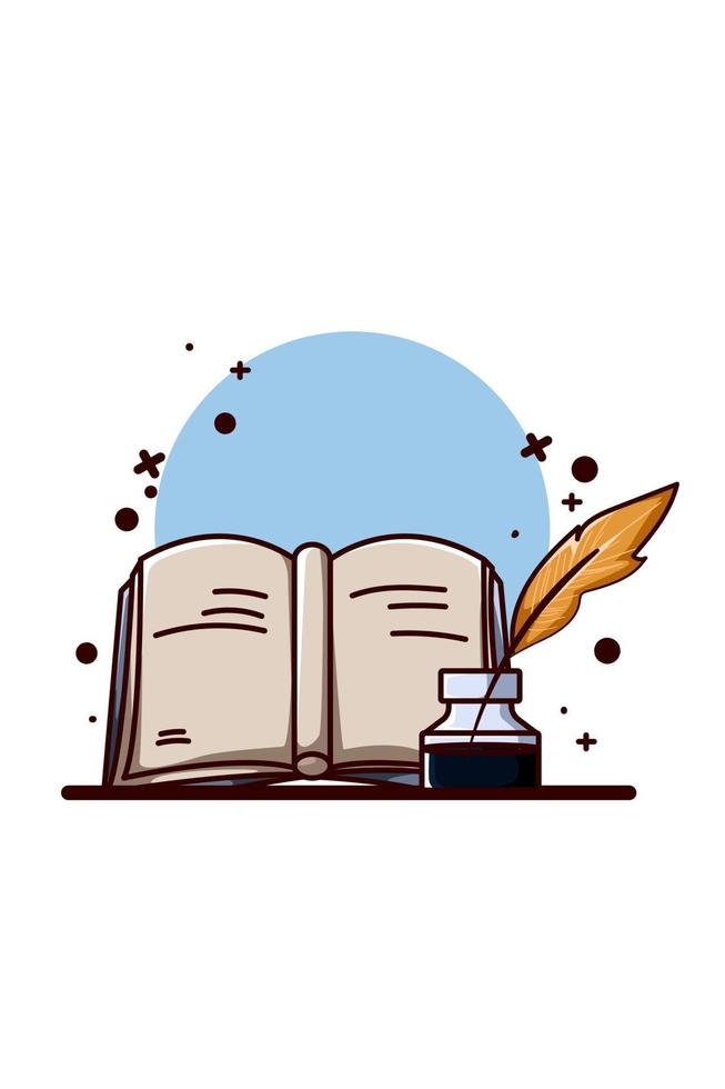 Illustration of a book with a dip pen vector