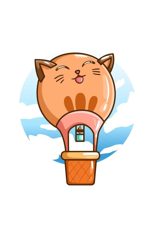 Illustration of a air balloon cat shape vector