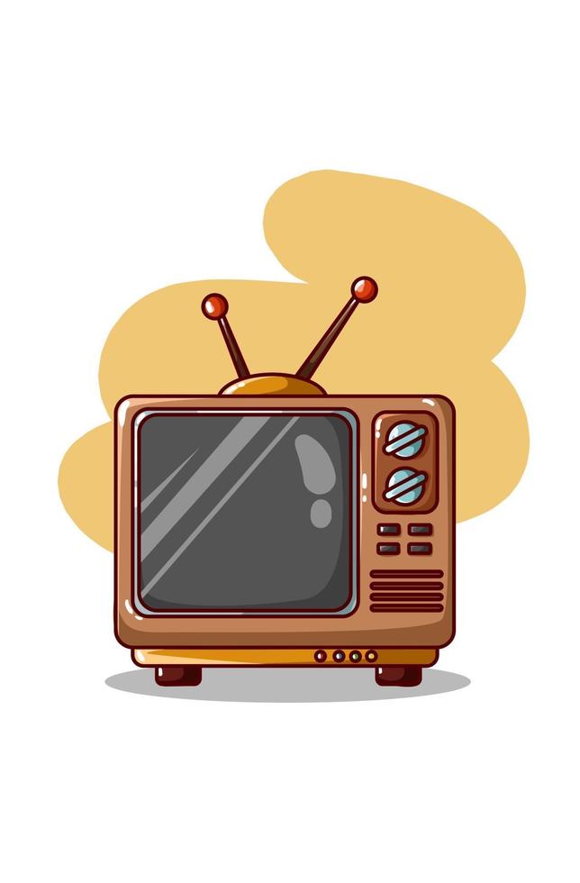 vector de dibujo de mano de ilustración de televisión retro