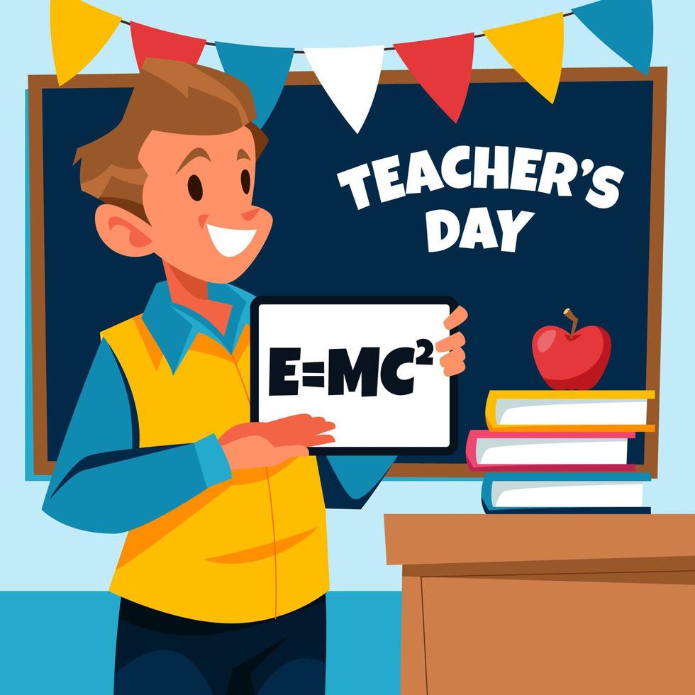 Happy Teachers' Day with Male Teacher vector