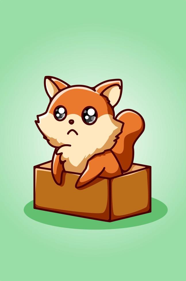 Cute fox in the box illustration 2156829 Vector Art at Vecteezy