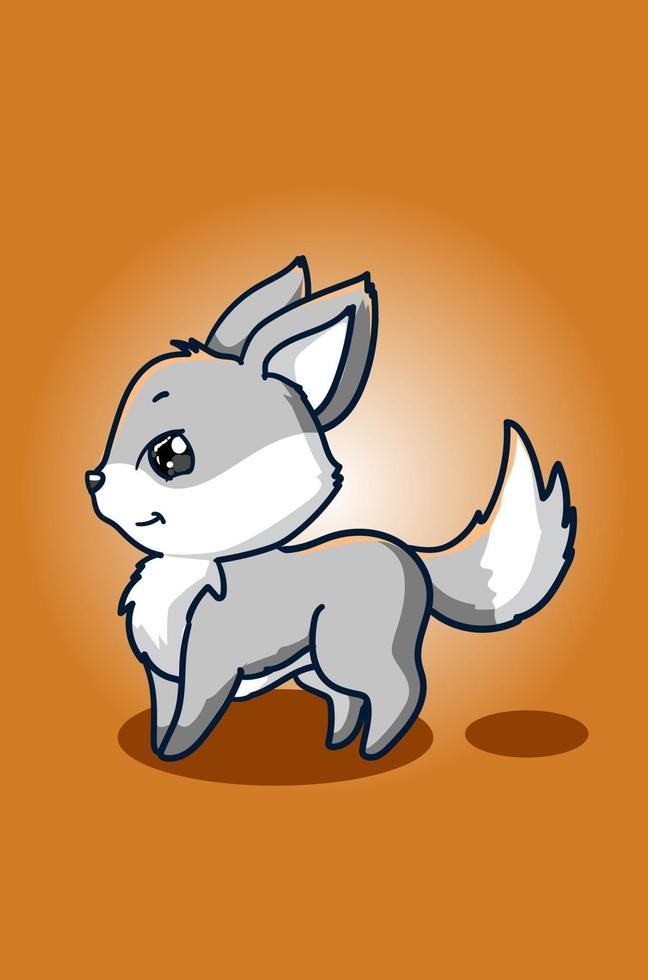 Cute baby small wolf illustration vector