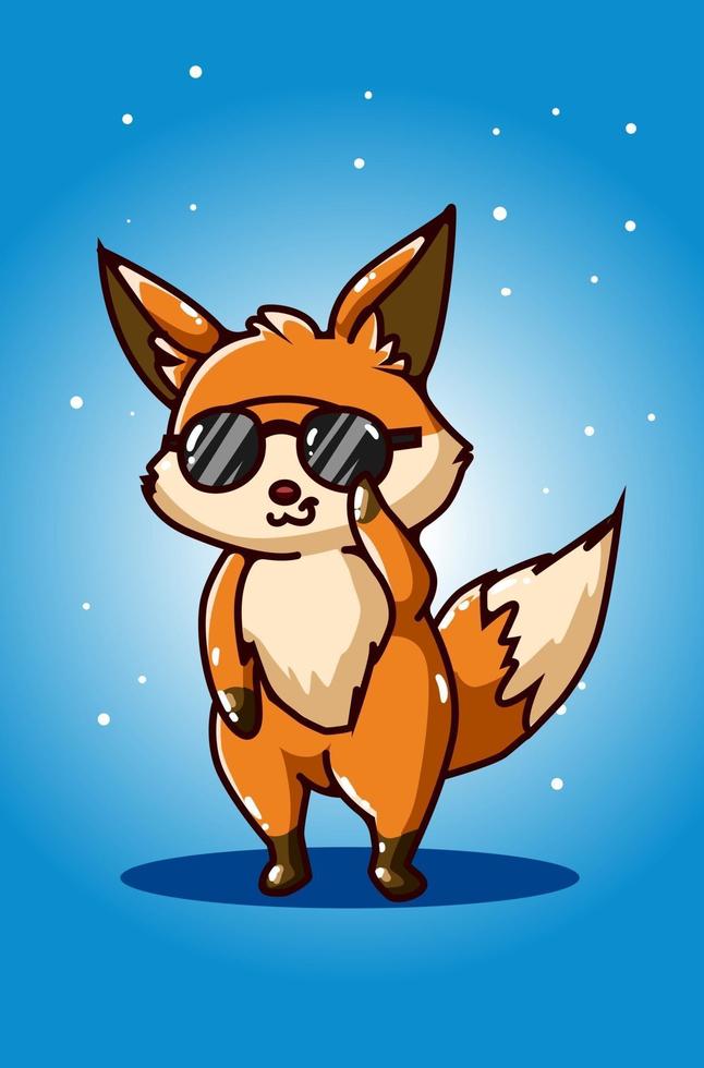 Cool fox wearing sunglasses vector