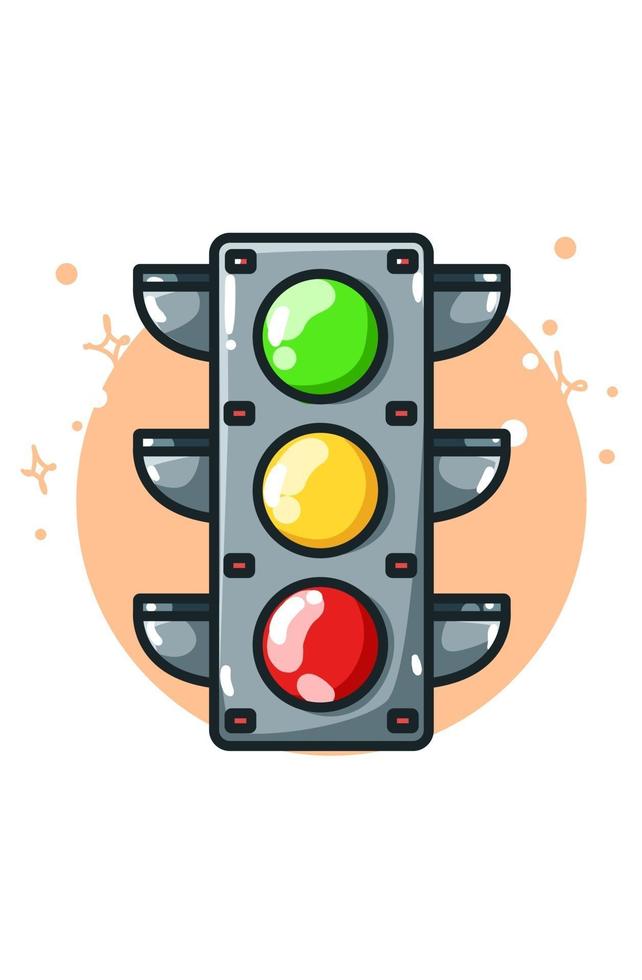 Illustration of a traffic lights hand drawing vector
