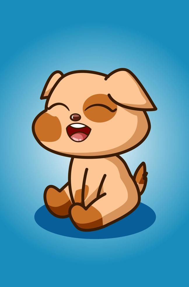 A laughing brown dog animal illustration vector