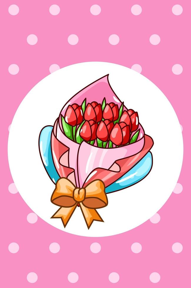 Tulip bouquet in valentine's day cartoon illustration vector