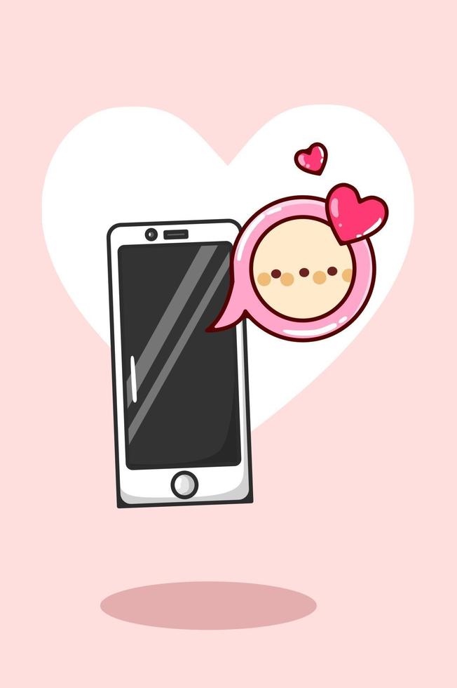 Valentine's Day chat notifications from cellphones cartoon illustration vector