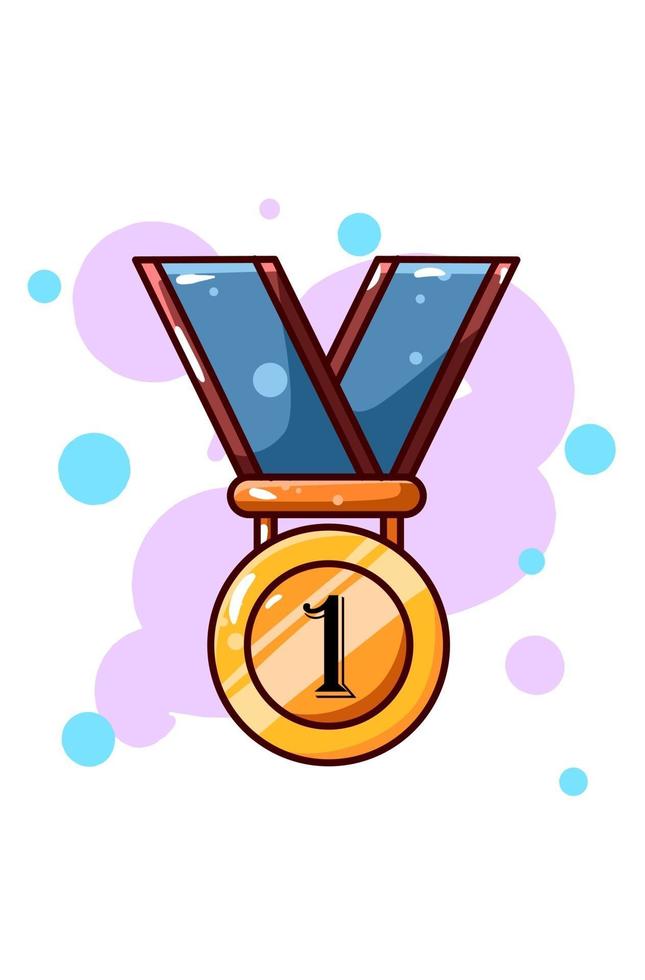 gold medal for the first winner cartoon illustration vector