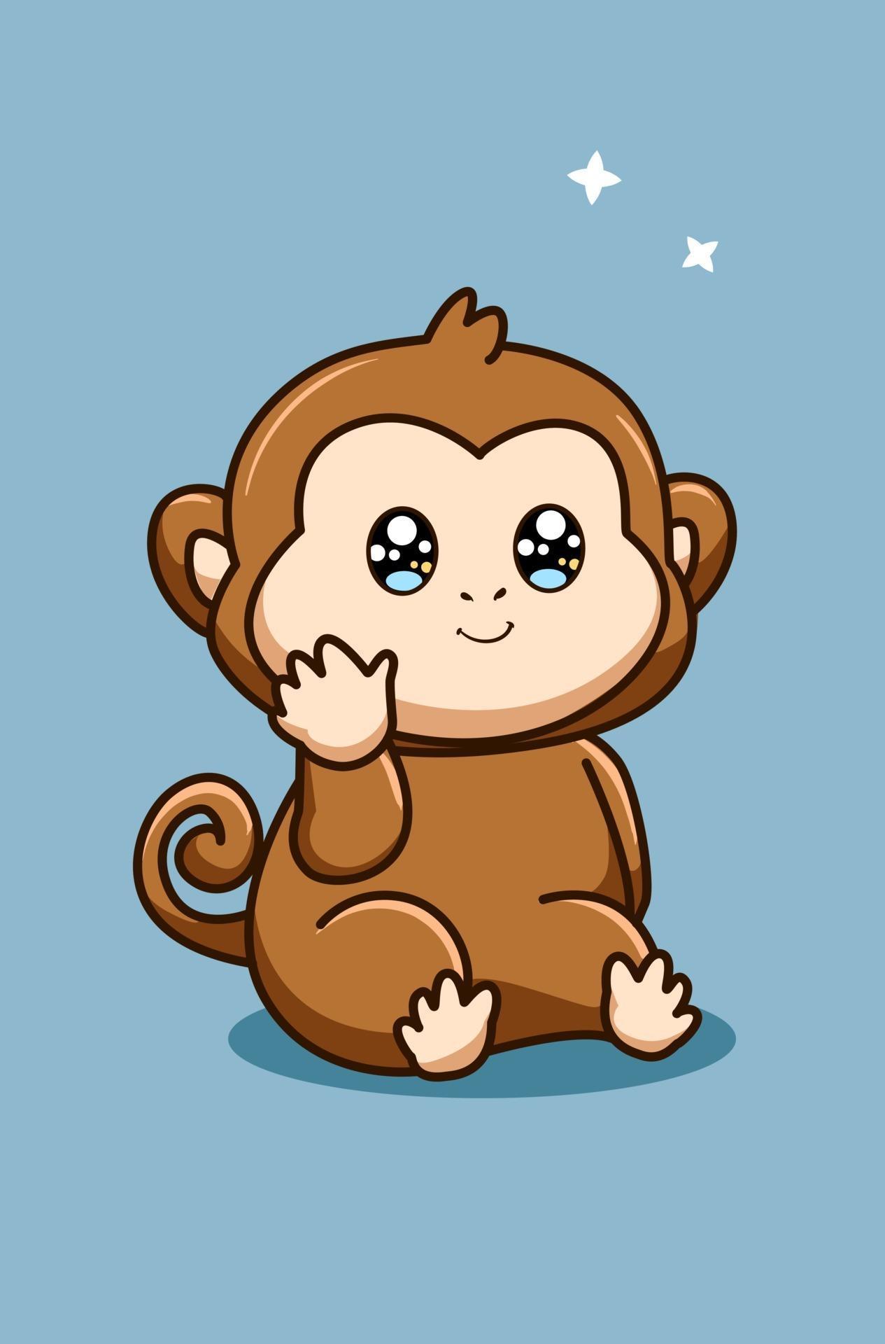 a cute and funny monkey animal cartoon illustration 2156887 Vector Art