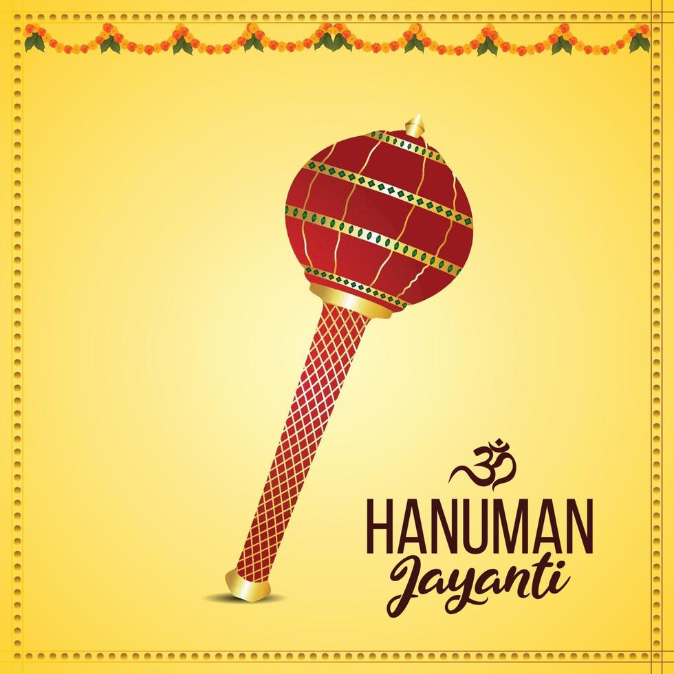 Shri hanuman jayanti background with lord hanuman weapon vector