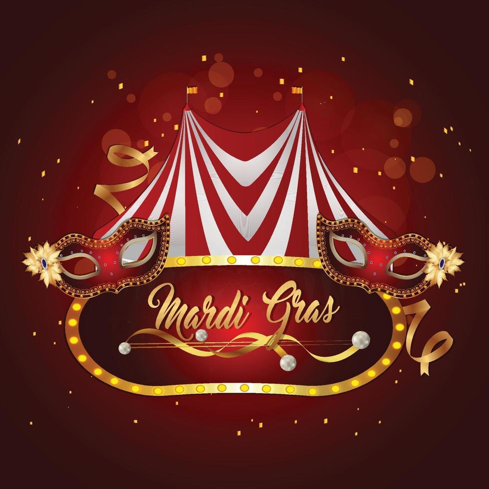 Carnival funfair and circus tent with carnival mask vector